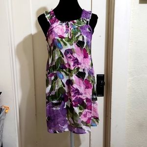 Pink, Purple, Green Lightweight Floral Blouse